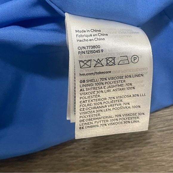 H&M Linen Blend Blazer Jacket Womens Medium Single Button Blue Sz XXL NWT - Picture 8 of 10